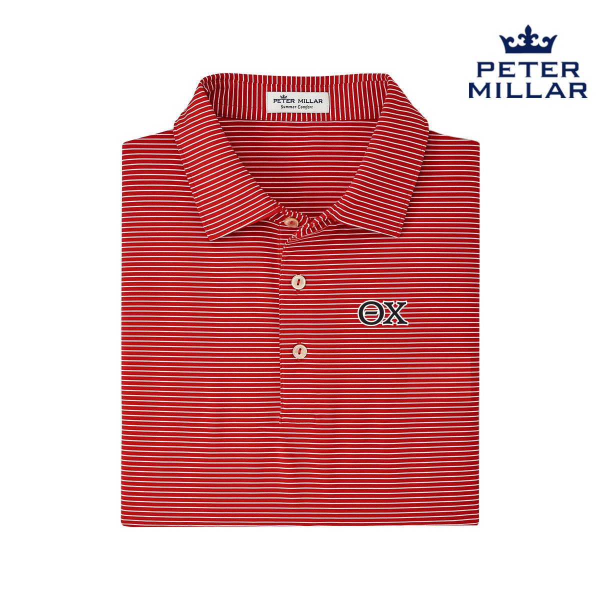 Theta Chi Red Peter Millar Marlin Performance Polo With Greek Letters