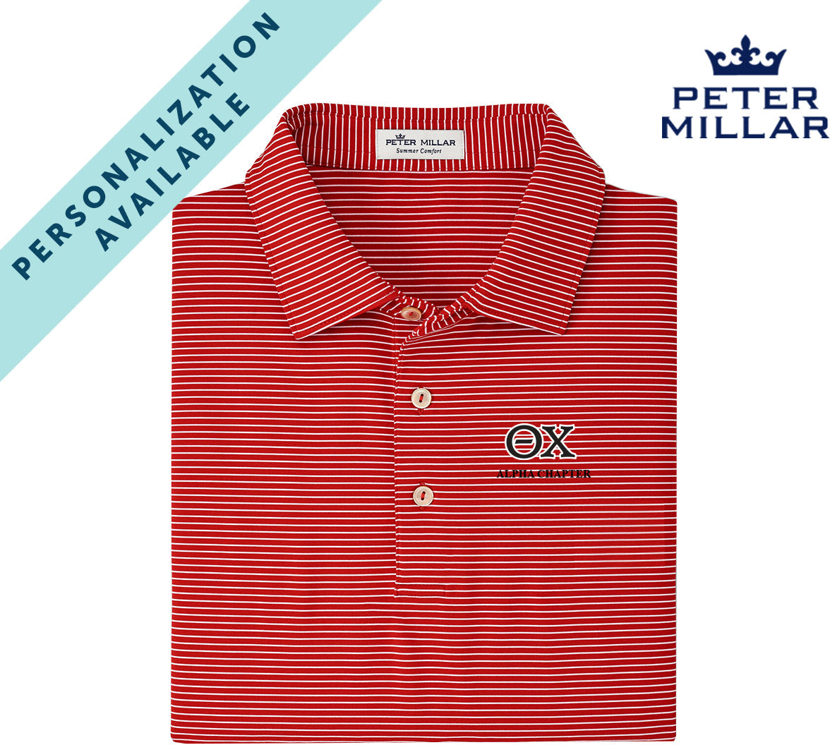 Theta Chi Personalized Red Peter Millar Marlin Performance Polo With Greek Letters