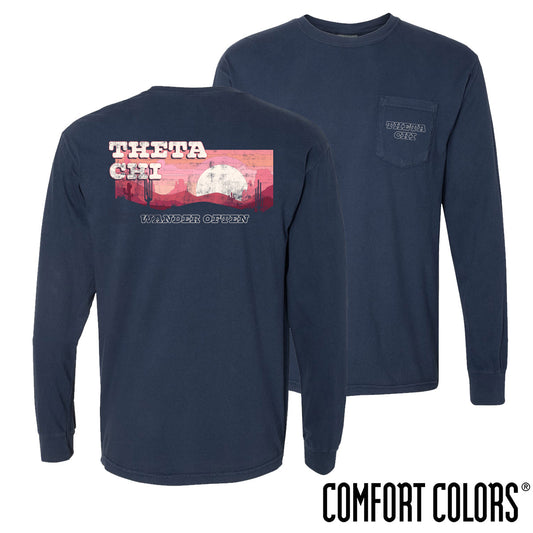 Theta Chi Comfort Colors Wander Often Long Sleeve Pocket Tee