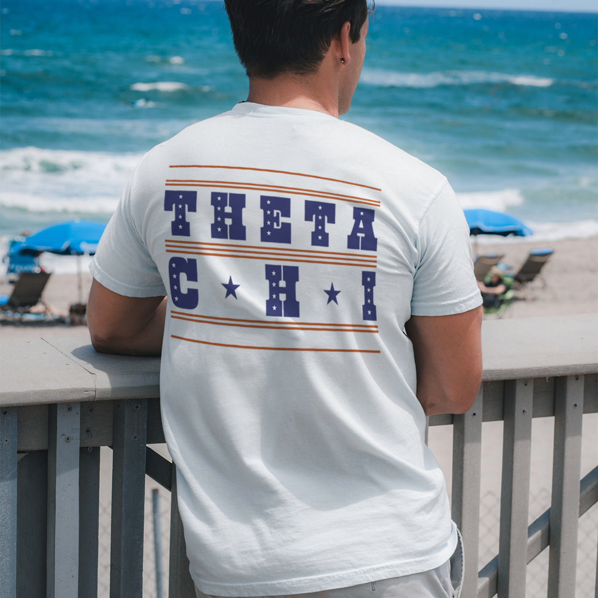 Theta Chi Comfort Colors Stars & Stripes White Short Sleeve Tee