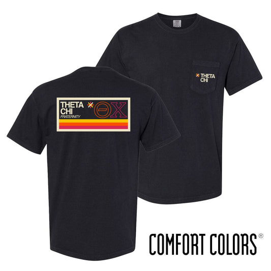 Theta Chi Comfort Colors Spectrum Black Short Sleeve Pocket Tee