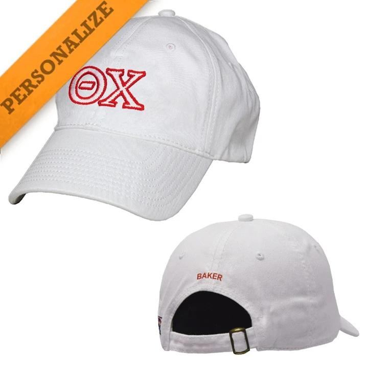 Theta Chi Personalized White Hat | Theta Chi | Headwear > Billed hats
