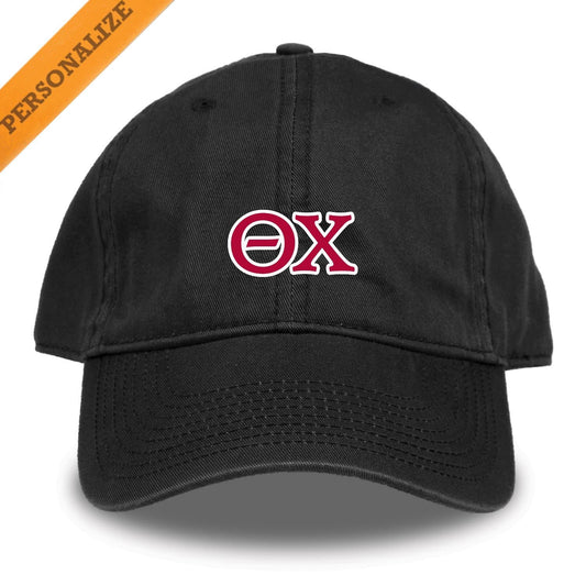 Theta Chi Personalized Black Hat | Theta Chi | Headwear > Billed hats