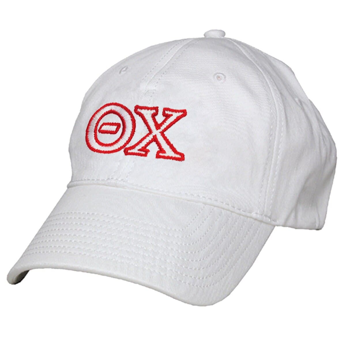 Theta Chi White Greek Letter Adjustable Hat | Theta Chi | Headwear > Billed hats