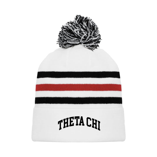 Theta Chi White Hockey Knit Beanie | Theta Chi | Headwear > Beanies