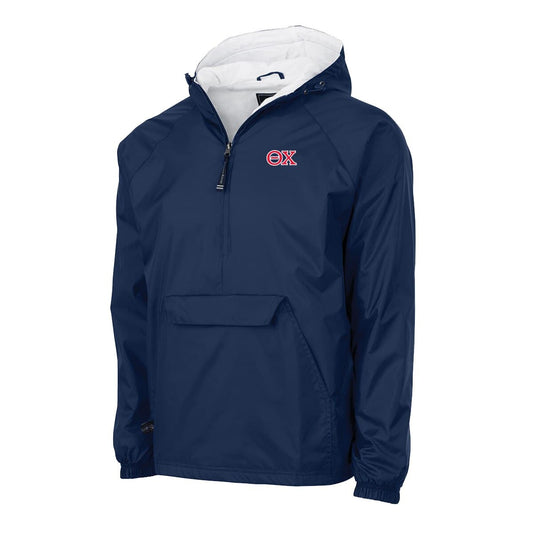 Theta Chi Charles River Navy Classic 1/4 Zip Rain Jacket | Theta Chi | Outerwear > Jackets