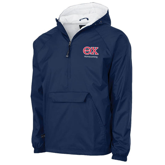Theta Chi Personalized Charles River Navy Classic 1/4 Zip Rain Jacket | Theta Chi | Outerwear > Jackets