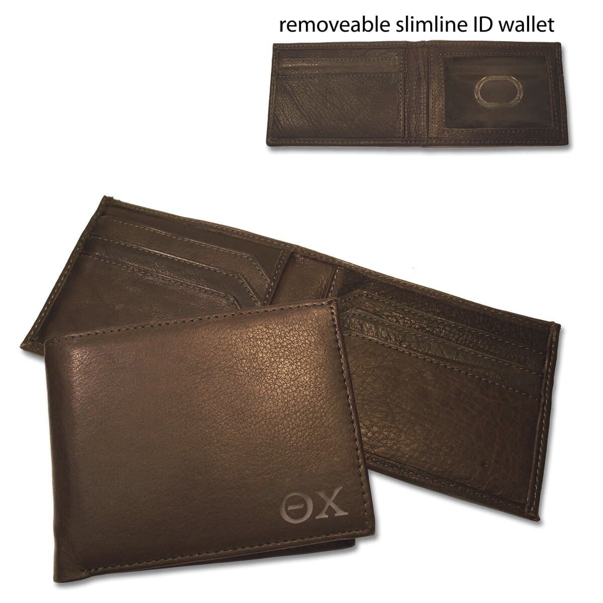 Theta Chi Brown Bi-Fold Greek Letter Wallet | Theta Chi | Bags > Wallets