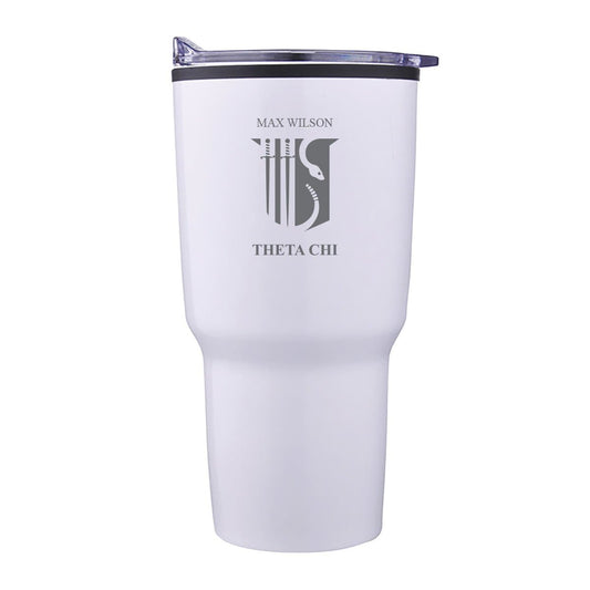 Theta Chi Personalized 30oz White Tumbler | Theta Chi | Drinkware > Travel mugs