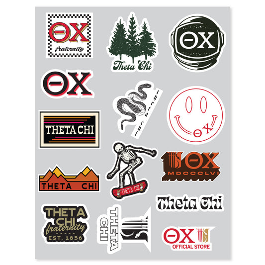 Theta Chi Retro Sticker Sheet